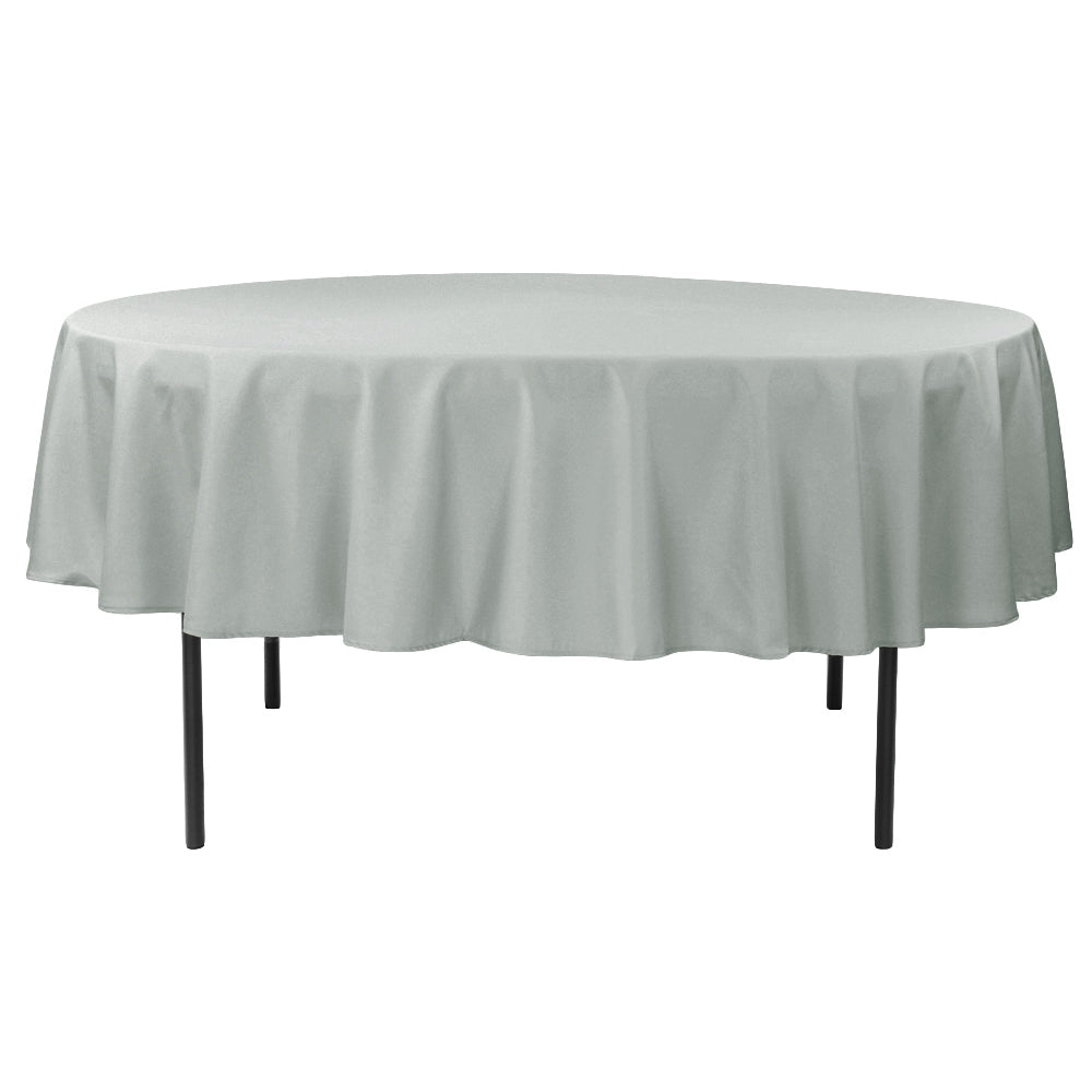 Economy Polyester Tablecloth 90" Round - Silver - CV Linens
