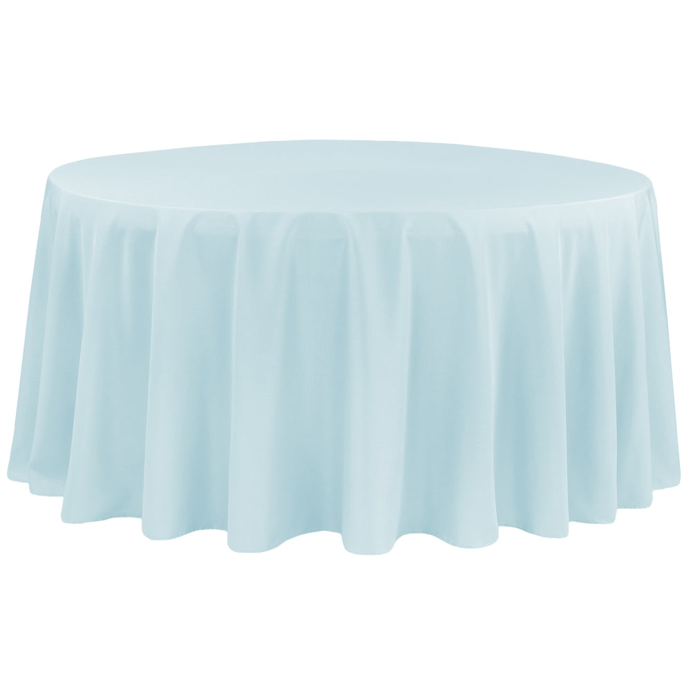 Economy Polyester Tablecloth 132" Round - Baby Blue - CV Linens