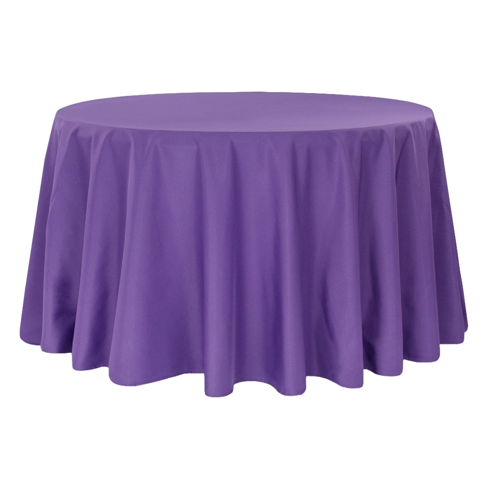 Economy Polyester Tablecloth 120" Round - Purple - CV Linens