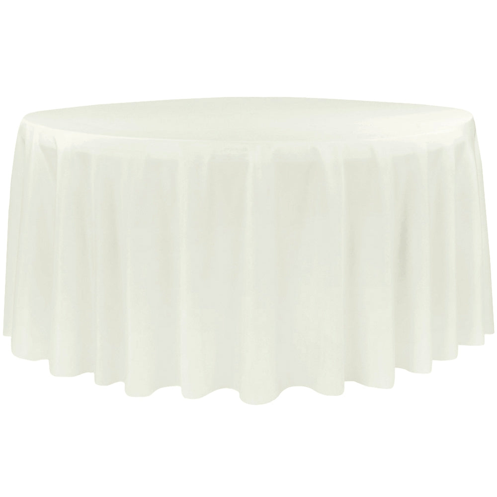 Economy Polyester Tablecloth 108" Round - Ivory - CV Linens