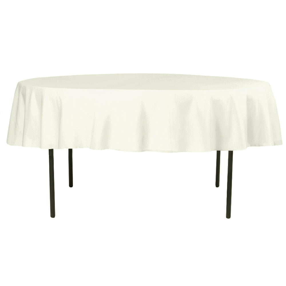 Economy Polyester Tablecloth 90" Round - Ivory - CV Linens
