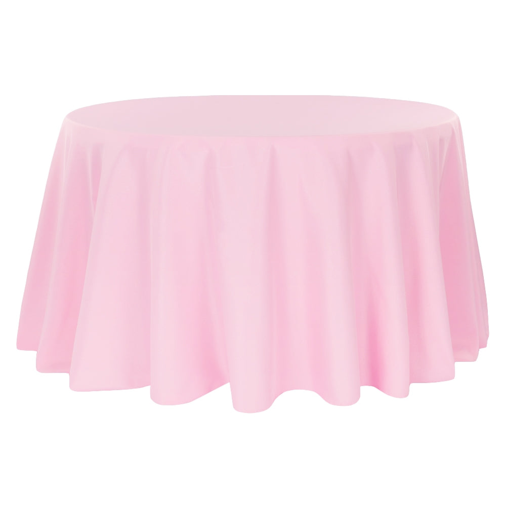 Economy Polyester Tablecloth 132" Round - Pink - CV Linens