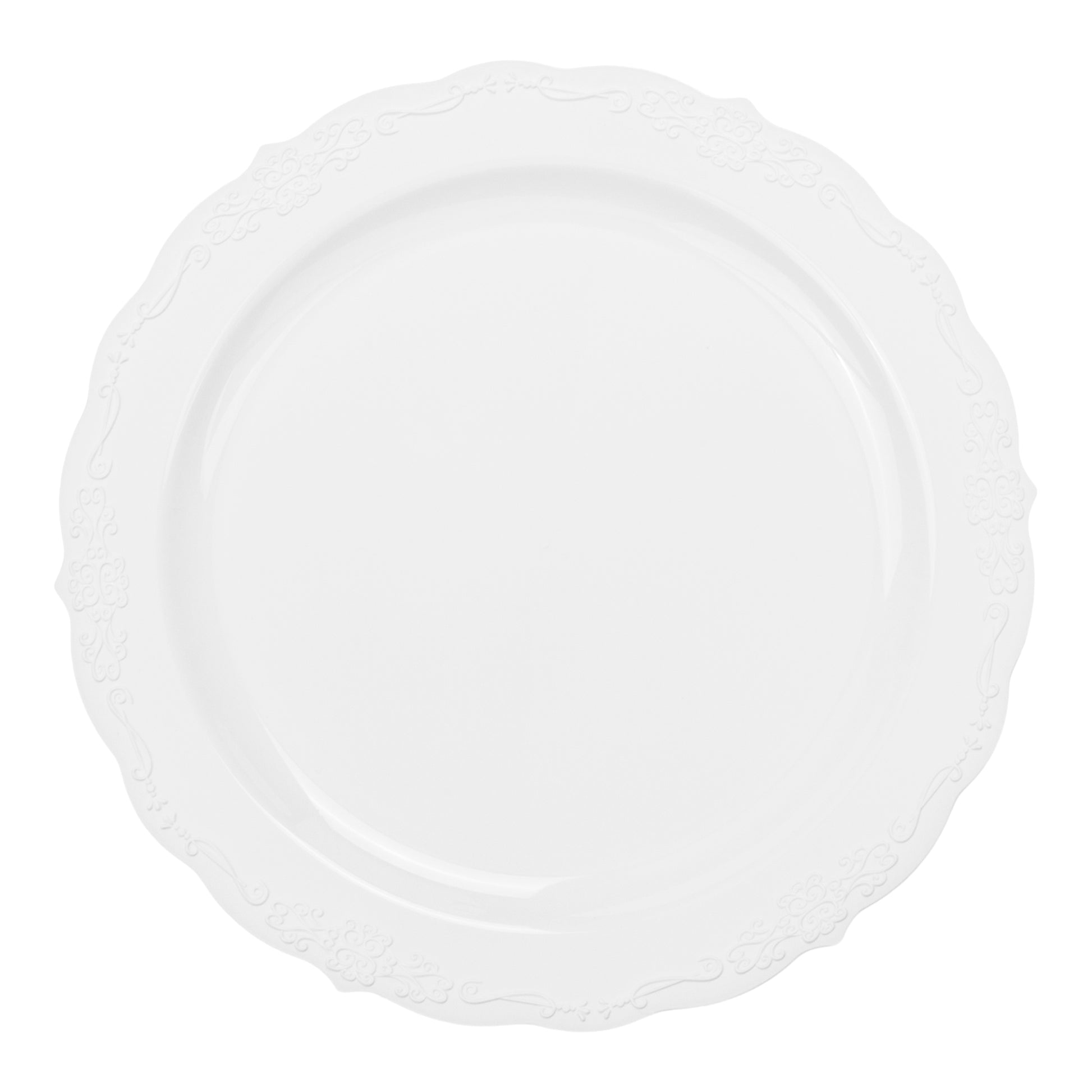 Elegant Embossed Disposable Plastic Plates 40 pc Pack - White– CV