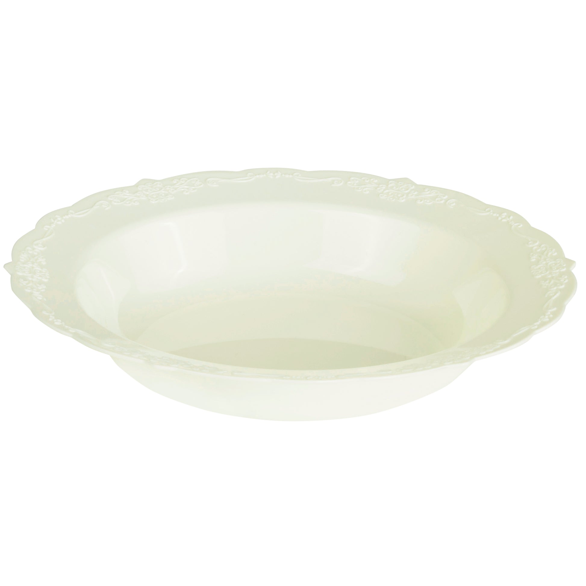 Embossed Vintage Plastic Soup Bowl 7.5" (10/pack) - Ivory - CV Linens