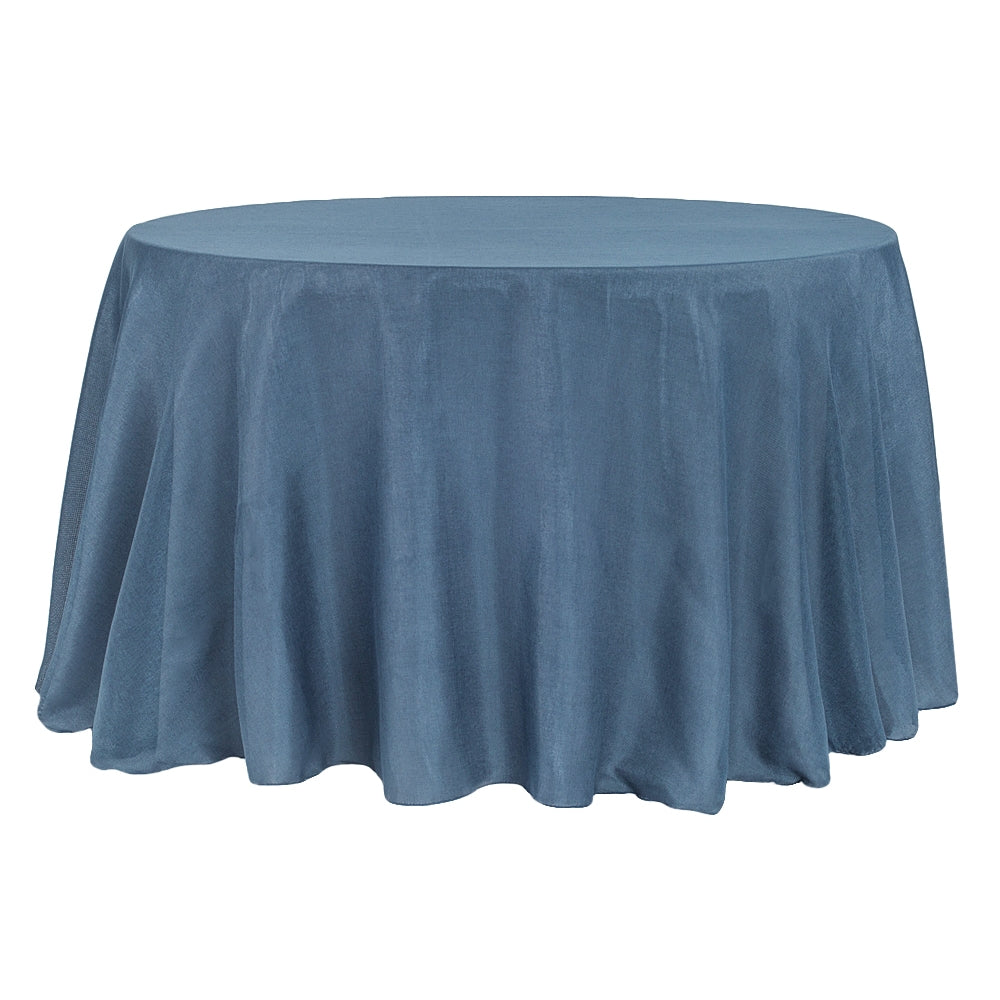 Faux Burlap Tablecloth 120" Round - Navy Blue - CV Linens