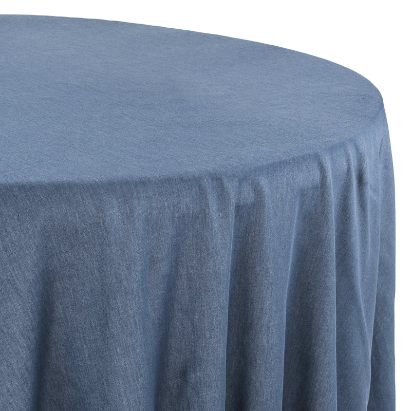Faux Denim Tablecloth 108" Round - Dark Blue - CV Linens