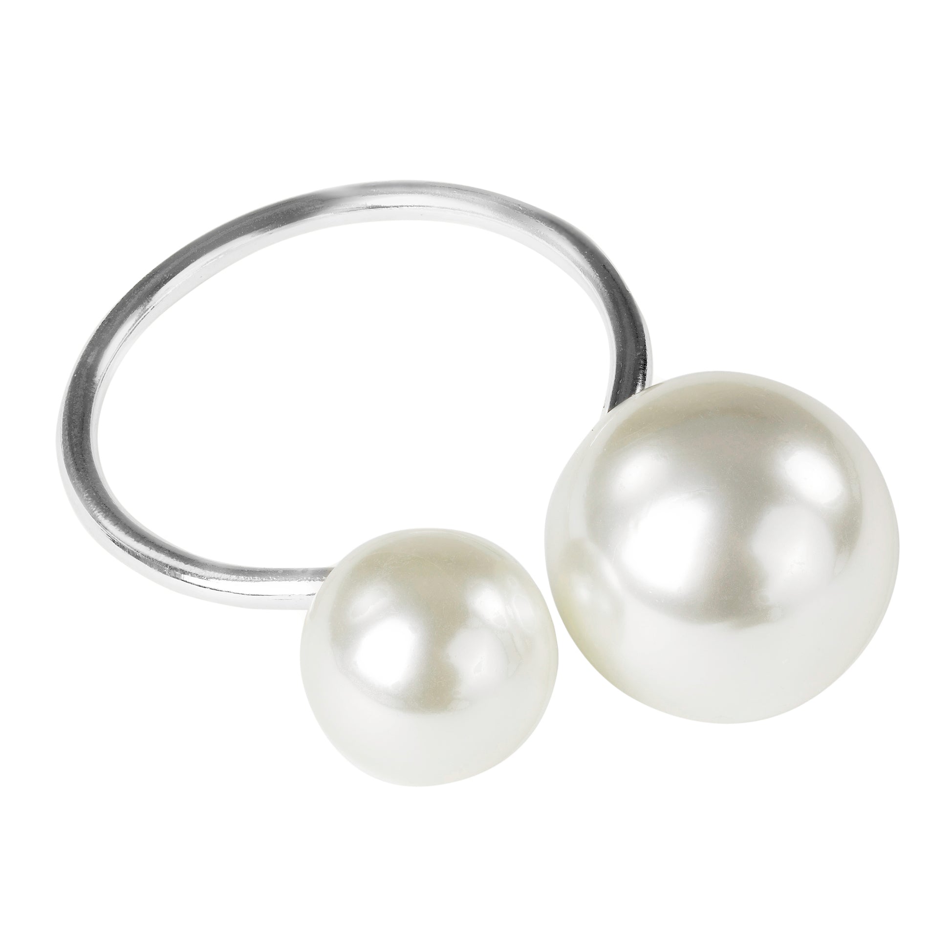 Faux Pearl Napkin Ring - Silver - CV Linens