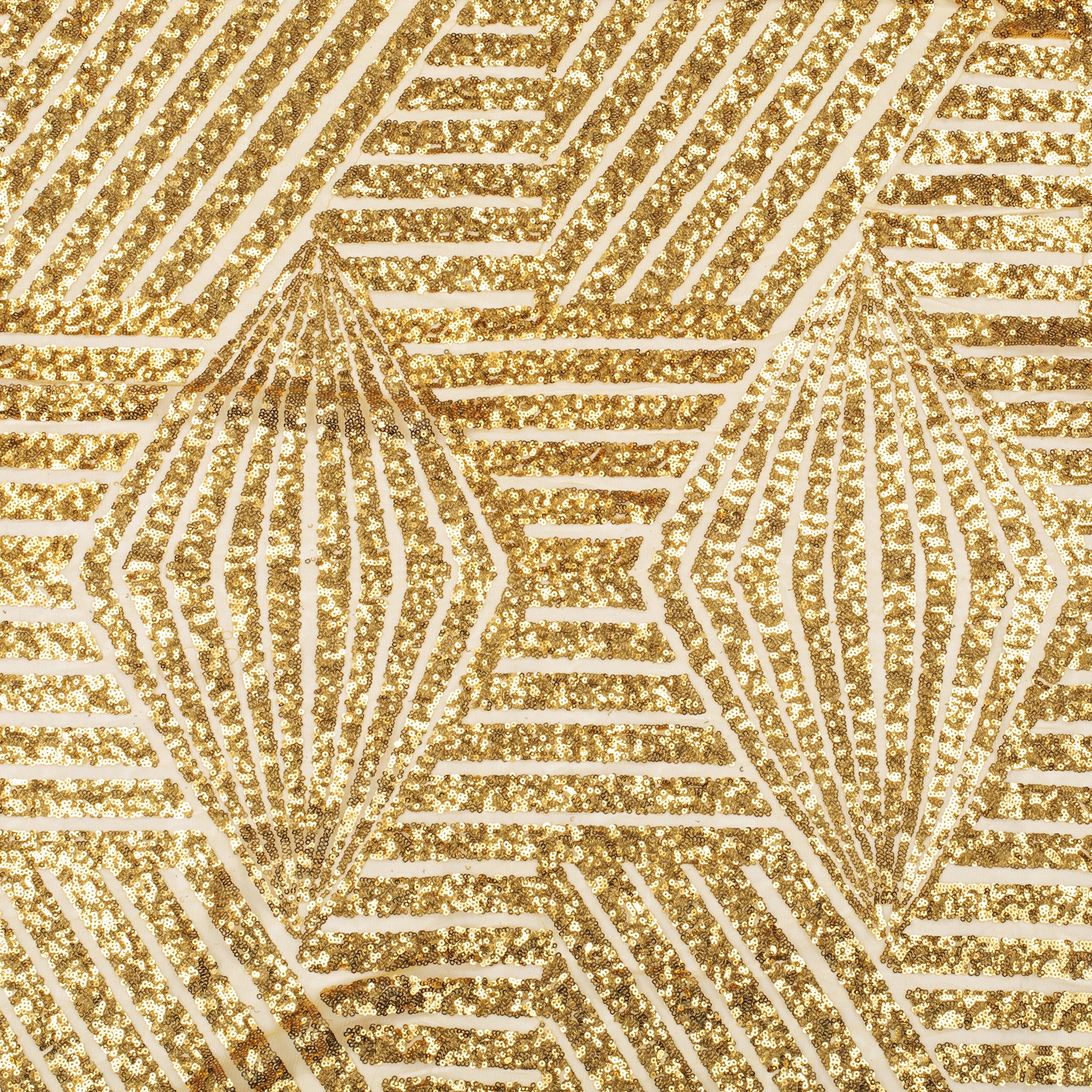 10 yards Geometric Glitz Art Deco Sequins Fabric Bolt - Gold - CV Linens