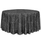 Geometric Glitz Art Deco Sequin Tablecloth 132" Round - Black - CV Linens