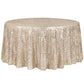 Geometric Glitz Art Deco Sequin Tablecloth 132" Round - Champagne - CV Linens