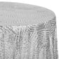Geometric Glitz Art Deco Sequin Tablecloth 120" Round - Silver - CV Linens