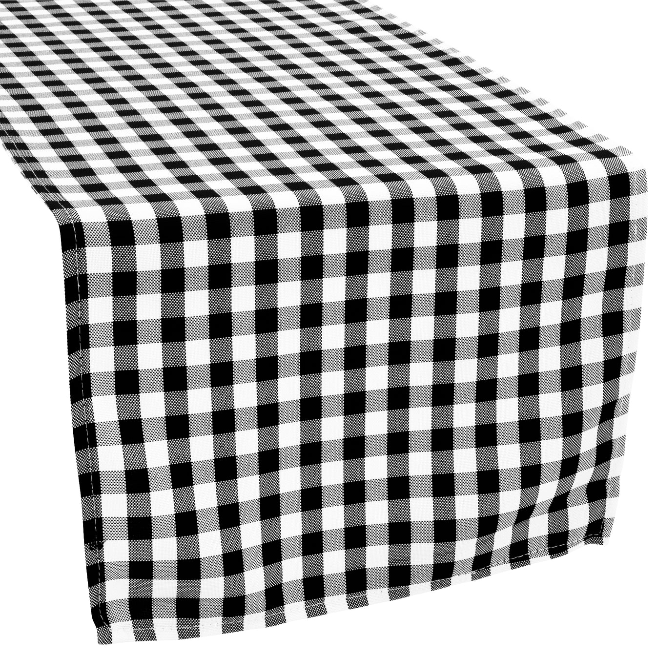 1/2" Gingham Checkered Polyester Table Runner Black & White CV Linens
