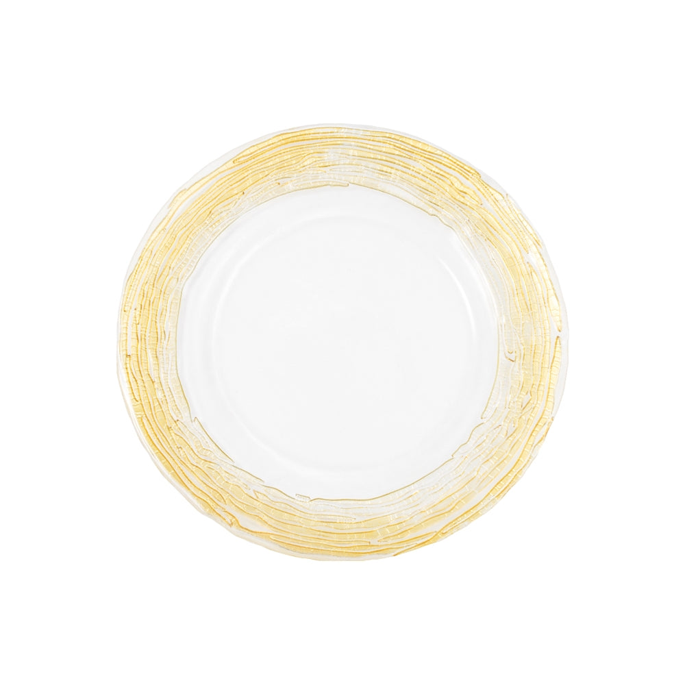 Glass Charger Plate with Twigs Trim - Gold - CV Linens