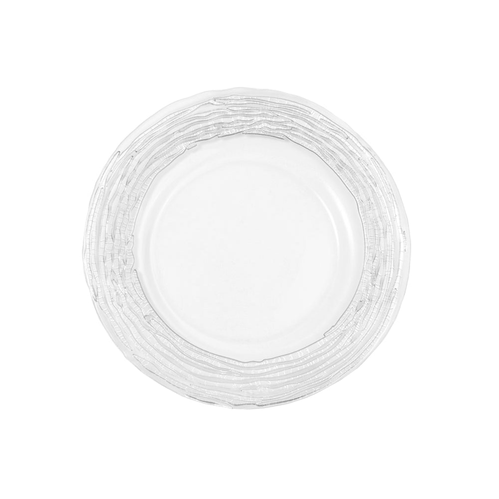 Glass Charger Plate with Twigs Trim - Silver - CV Linens