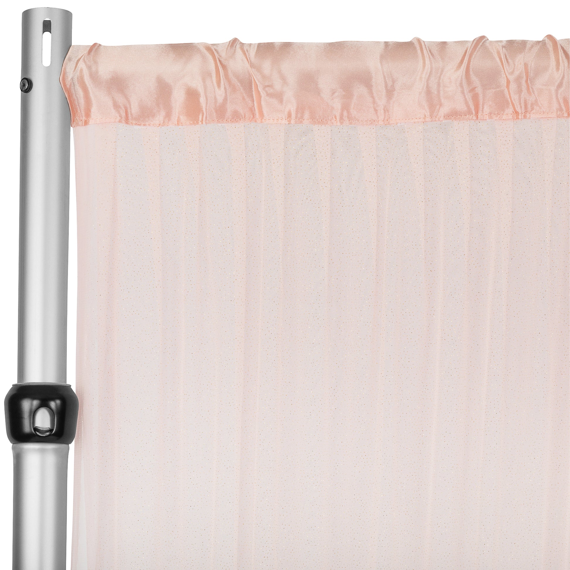 Glitter Tulle Tutu 10ft H x 56" W Drape/Backdrop Curtain Panel - Blush/Rose Gold - CV Linens