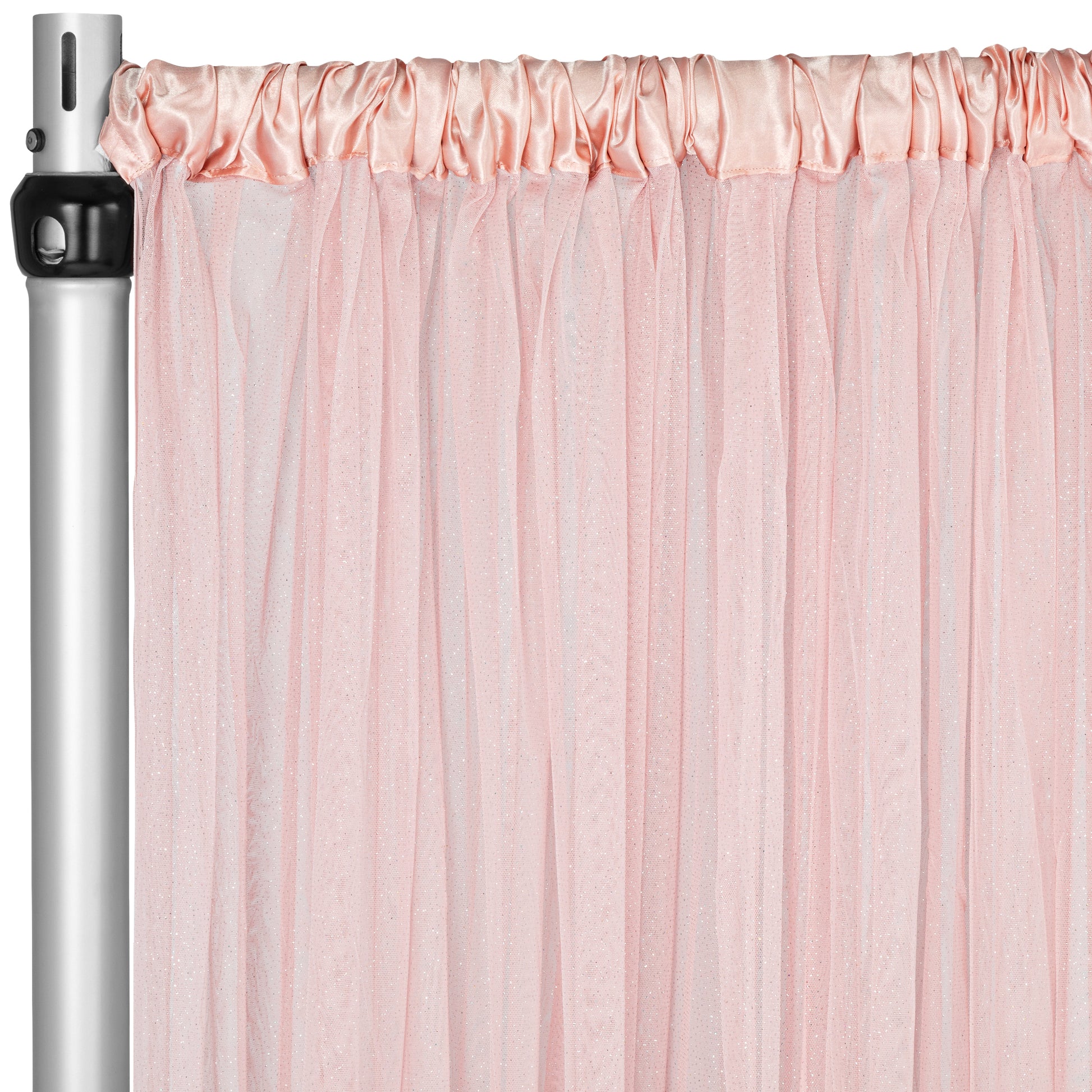 Glitter Tulle Tutu 10ft H x 56" W Drape/Backdrop Curtain Panel - Dusty Rose/Mauve