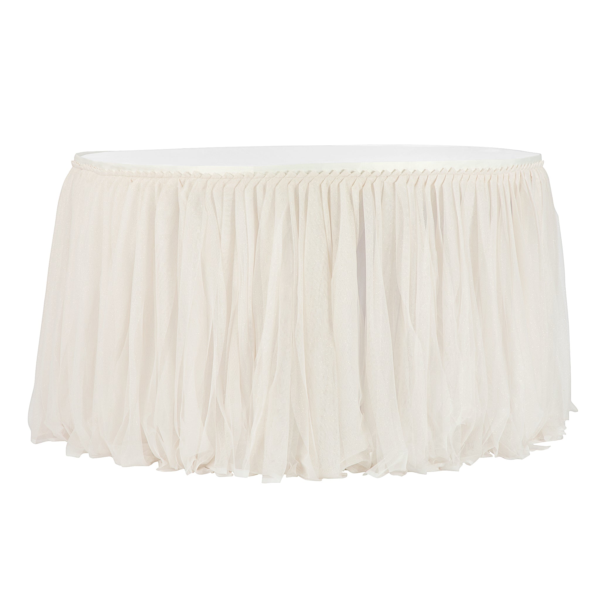 Glitter Tulle Tutu 14ft Table Skirt - Ivory– CV Linens