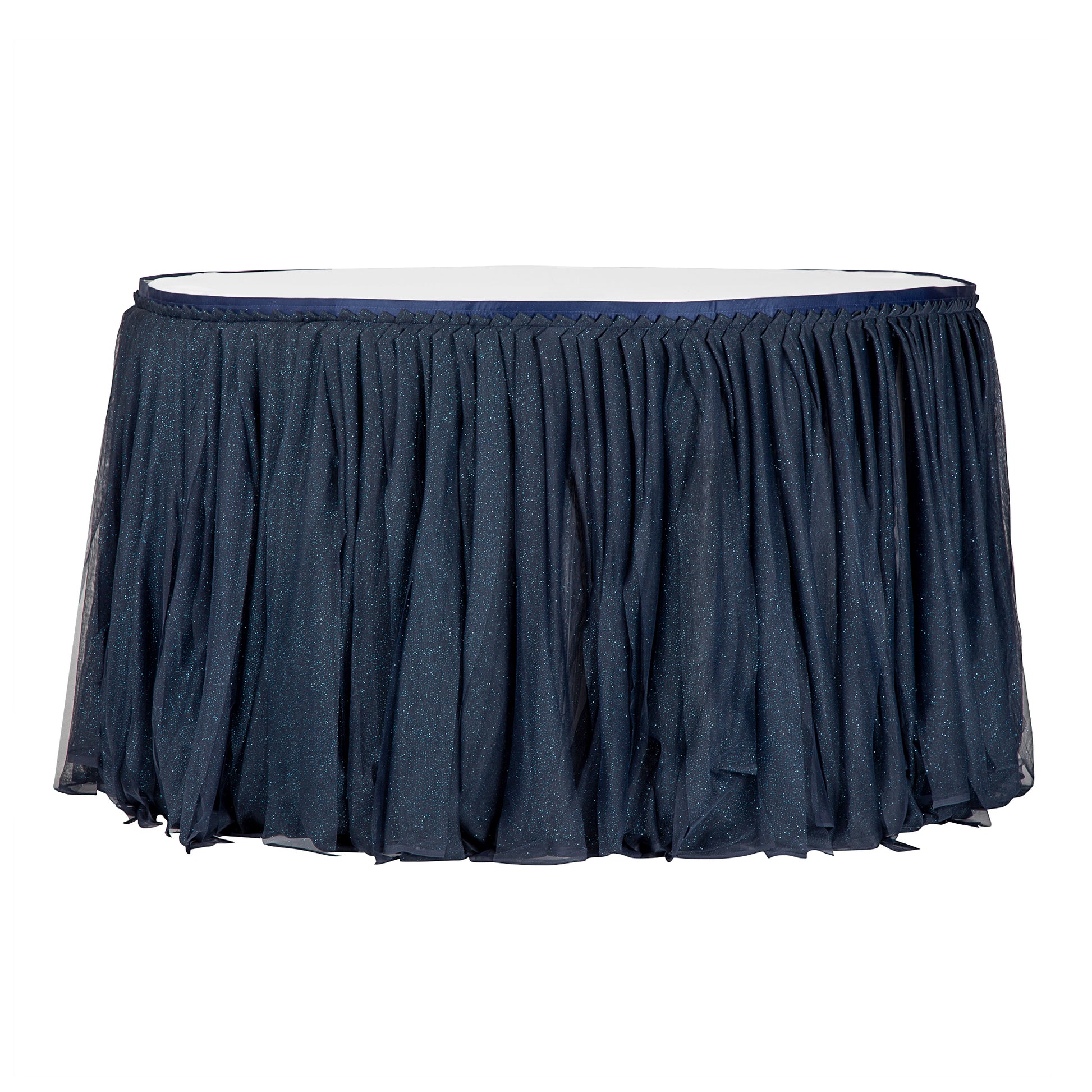 Glitter Tulle Tutu 14ft Table Skirt - Navy Blue - CV Linens