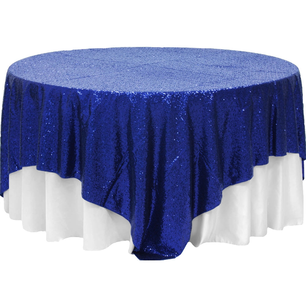 Glitz Sequin Table Overlay Topper 90"x90" Square - Navy Blue - CV Linens