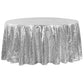 Glitz Sequins 120" Round Tablecloth - Silver - CV Linens