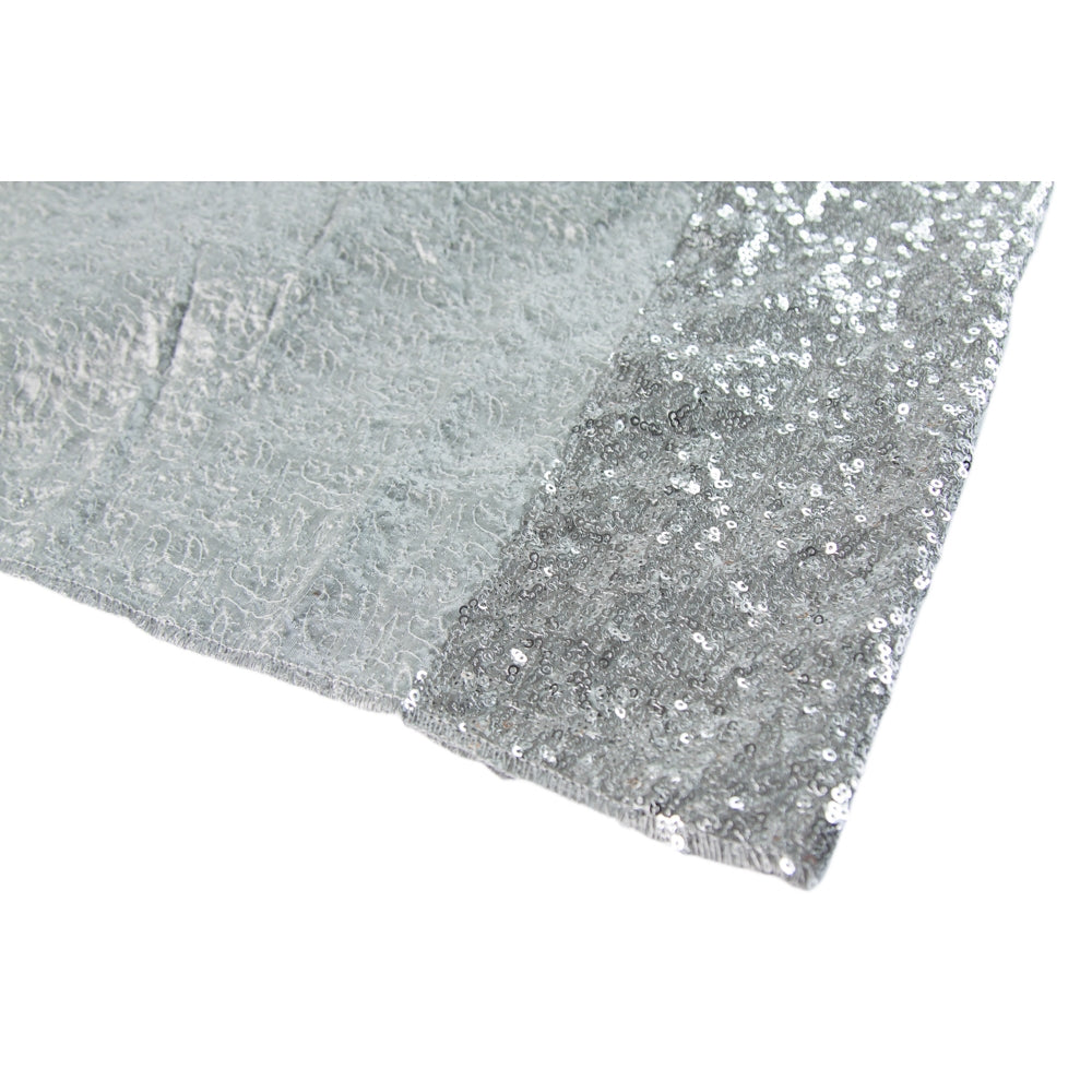 Glitz Sequin 10ft H x 112" W Drape/Backdrop panel - Silver detail