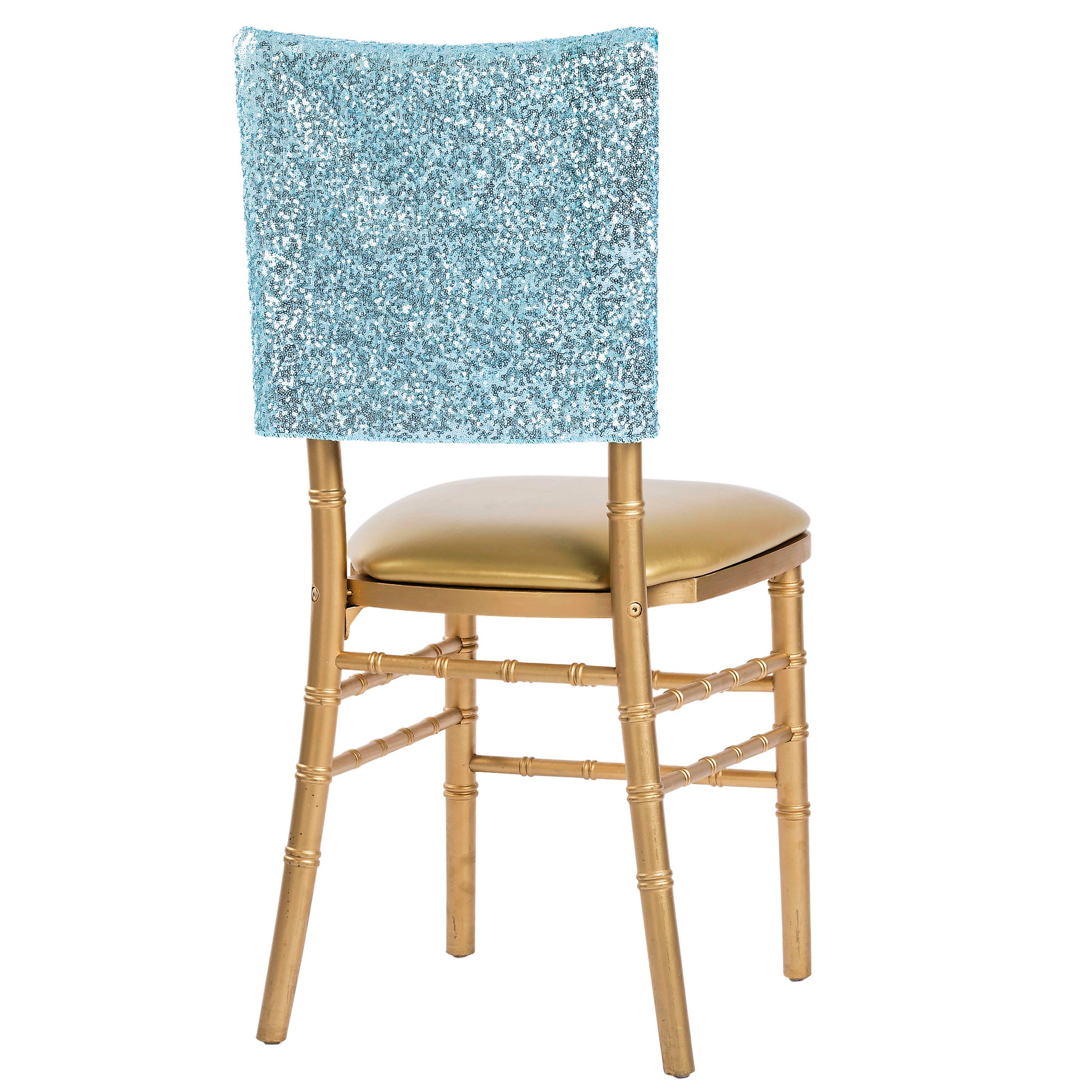 Glitz Sequin Chiavari Chair Cap 16"W x 14"L - Baby Blue - CV Linens