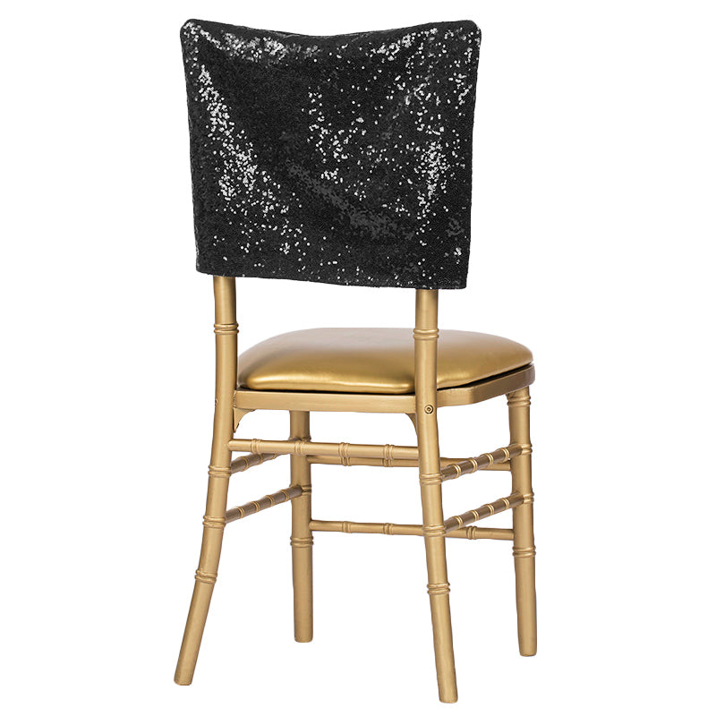 Glitz Sequin Chiavari Chair Cap 16"W x 14"L - Black - CV Linens