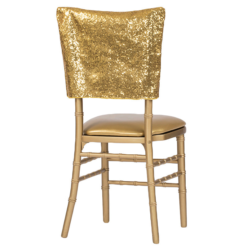 Glitz Sequin Chiavari Chair Cap 16"W x 14"L - Gold - CV Linens