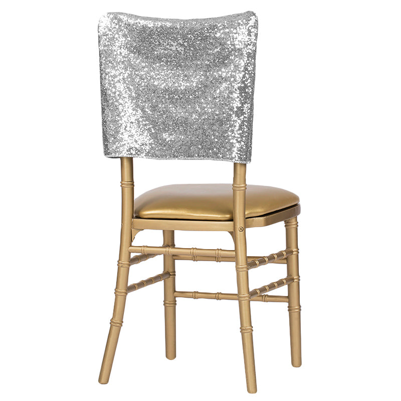Glitz Sequin Chiavari Chair Cap 16"W x 14"L - Silver - CV Linens