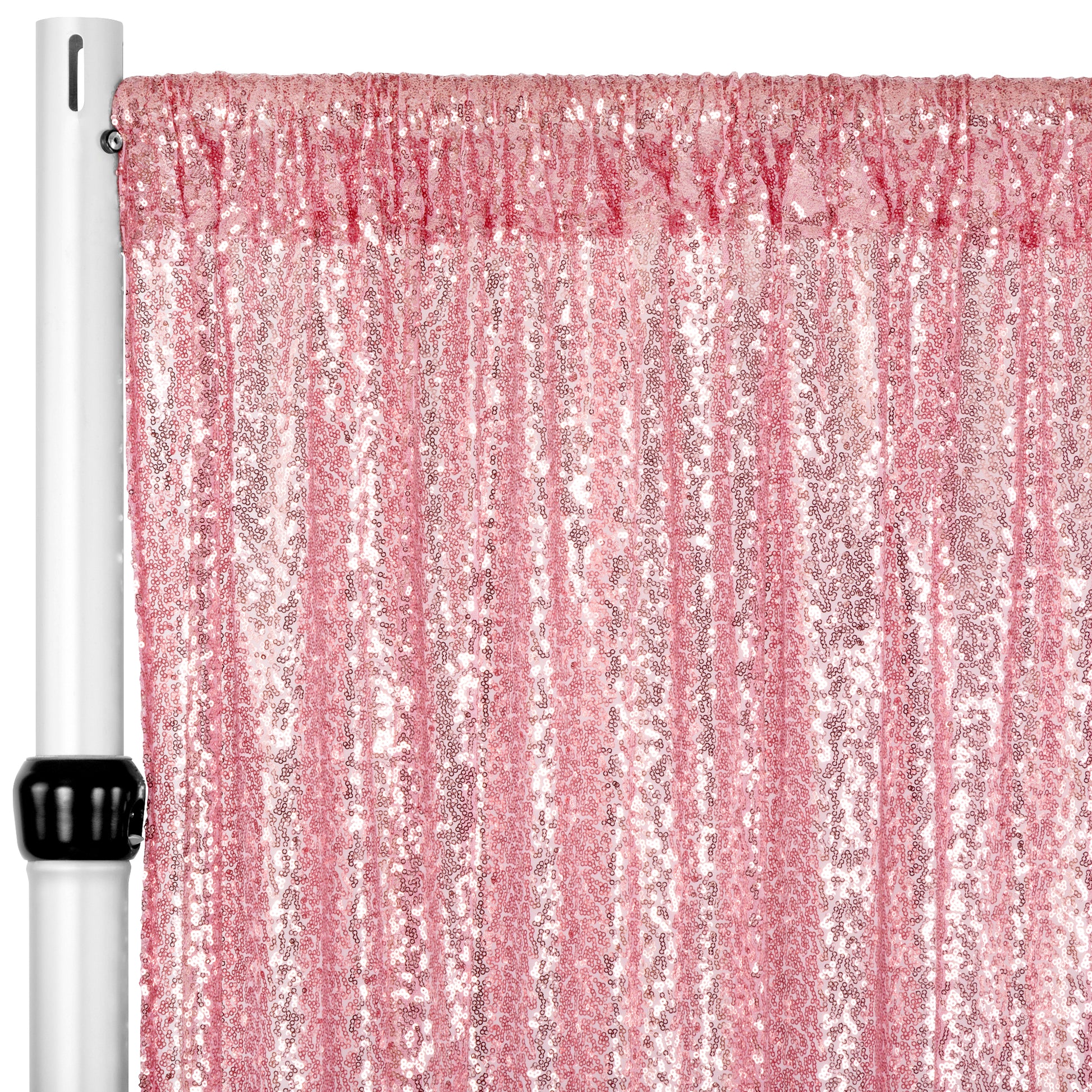 Glitz Sequin Mesh Net 12ft H x 52" W Drape/Backdrop panel - Pink - CV Linens