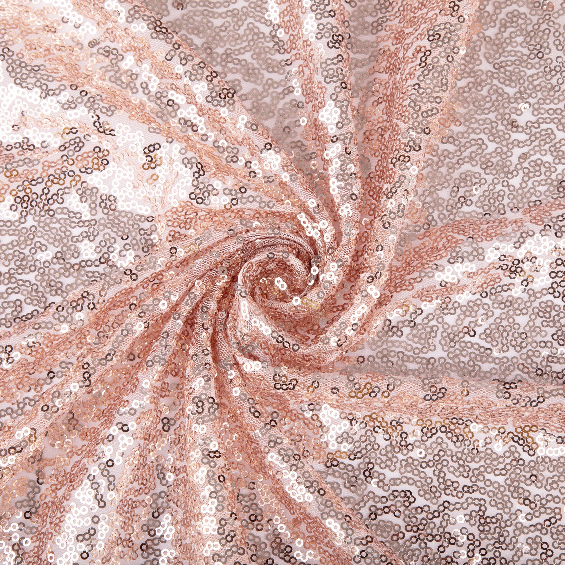 Glitz Sequin Mesh Net Tablecloth 116" Round - Blush/Rose Gold - CV Linens
