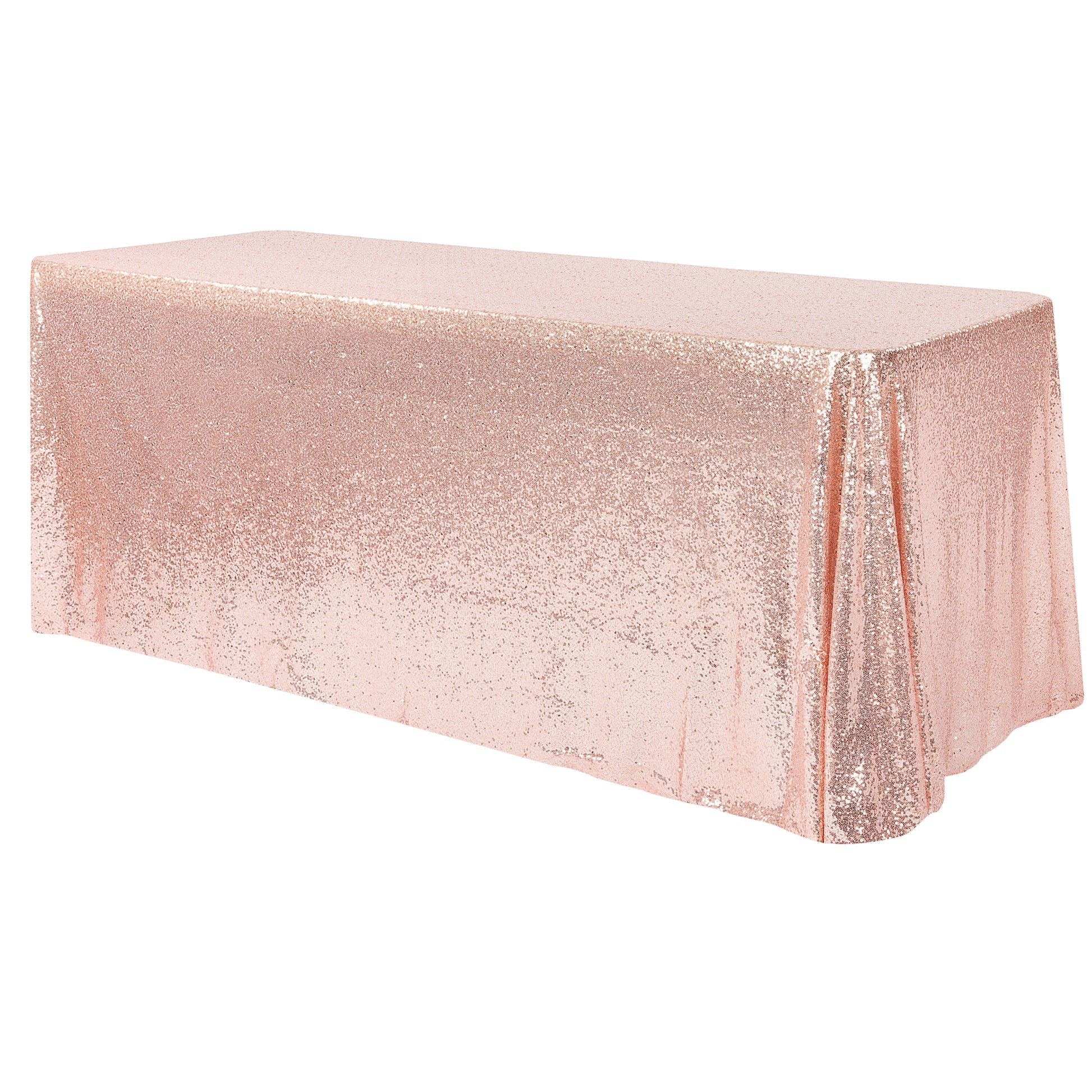 Glitz Sequin Mesh Net Tablecloth  90"x156" Rectangular -  Blush/Rose Gold - CV Linens
