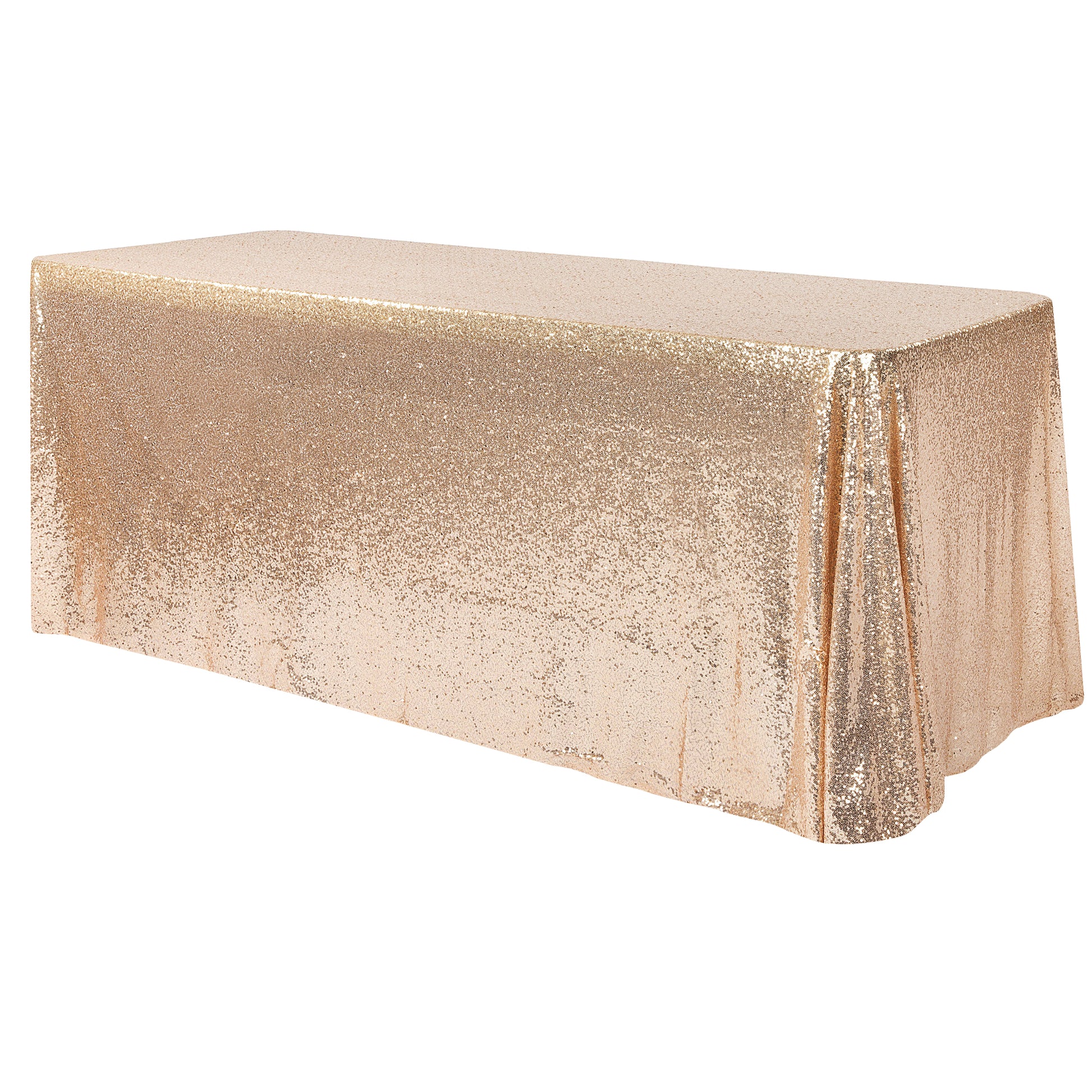 Glitz Sequin Mesh Net Tablecloth  90"x156" Rectangular -  Champagne - CV Linens