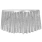 Glitz Sequin Mesh Net Tablecloth 116" Round - Silver - CV Linens