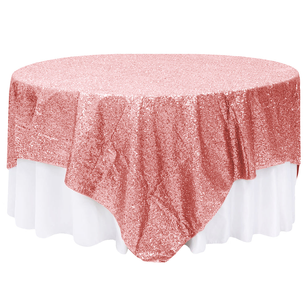 Glitz Sequin Table Overlay Topper 90"x90" Square - Dusty Rose/Mauve - CV Linens