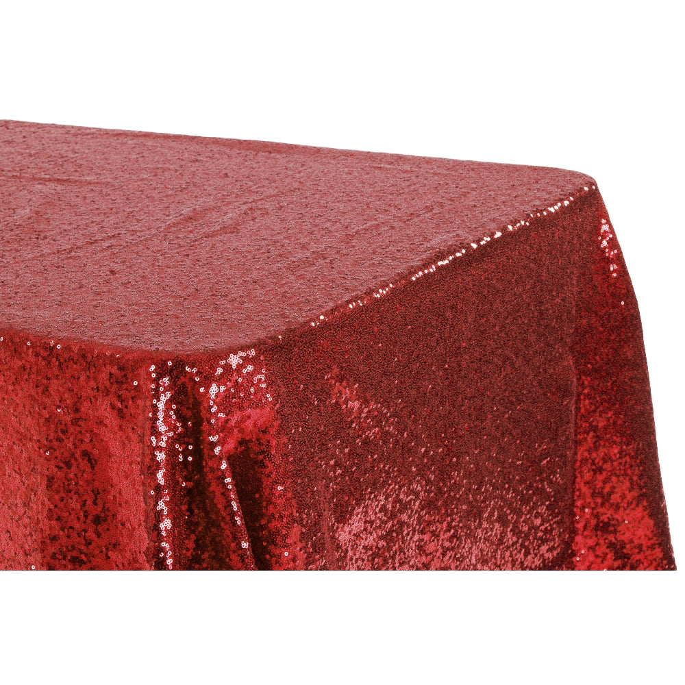 Glitz Sequin 90"x132" Rectangular Tablecloth - Apple Red - CV Linens