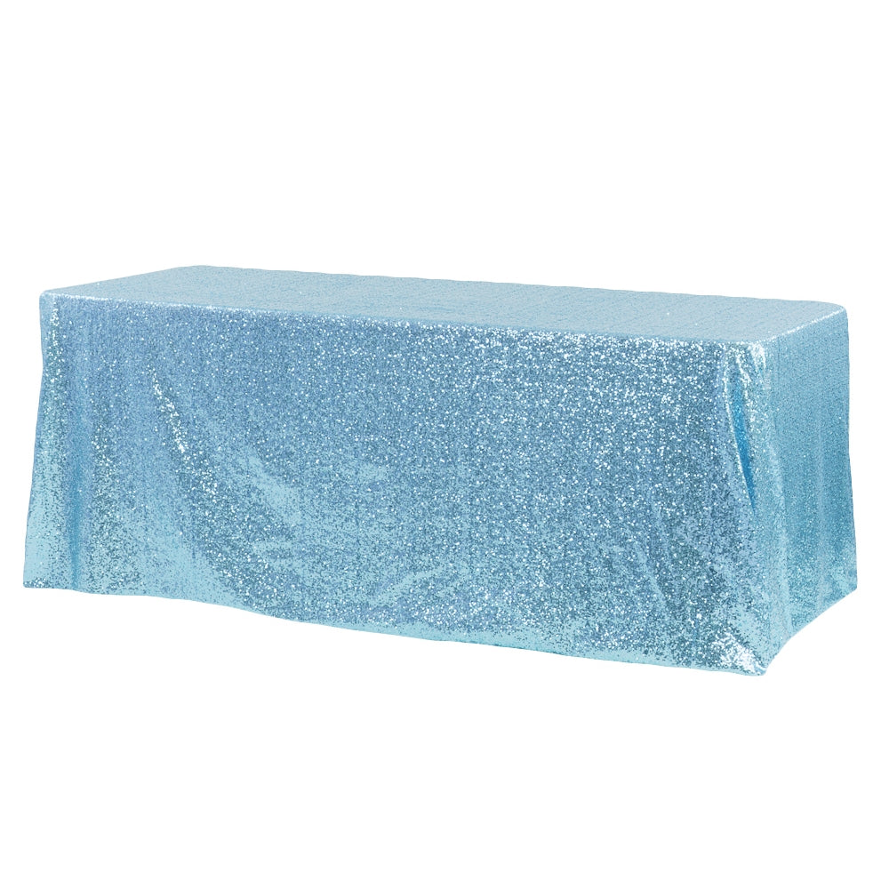 Glitz Sequin 90"x156" Rectangular Tablecloth - Baby Blue - CV Linens