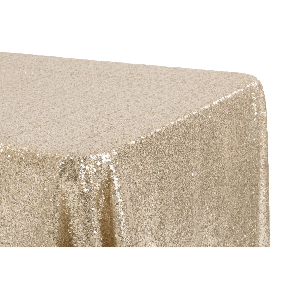 Glitz Sequin 90"x132" Rectangular Tablecloth - Champagne - CV Linens