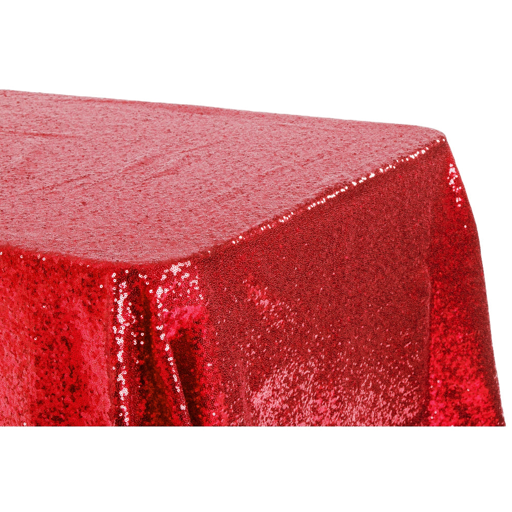 Glitz Sequin 90"x132" Rectangular Tablecloth - Red - CV Linens