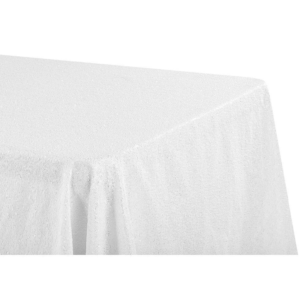 Glitz Sequin 90"x132" Rectangular Tablecloth - White - CV Linens