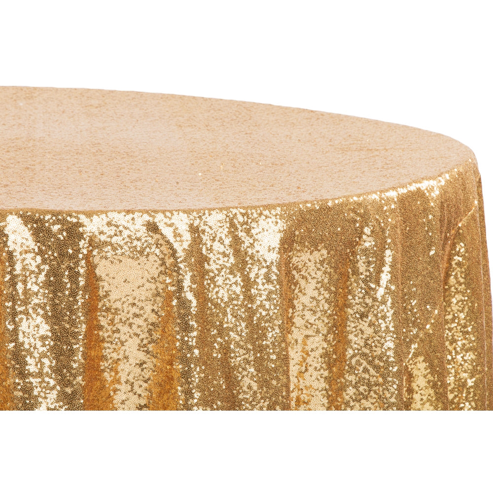 Glitz Sequins 120" Round Tablecloth - Gold - CV Linens