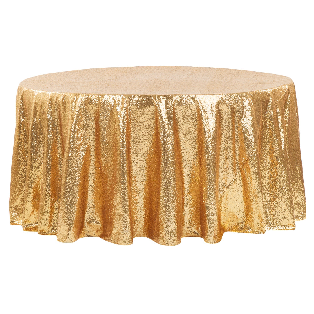 Glitz Sequins 108" Round Tablecloth - Gold - CV Linens