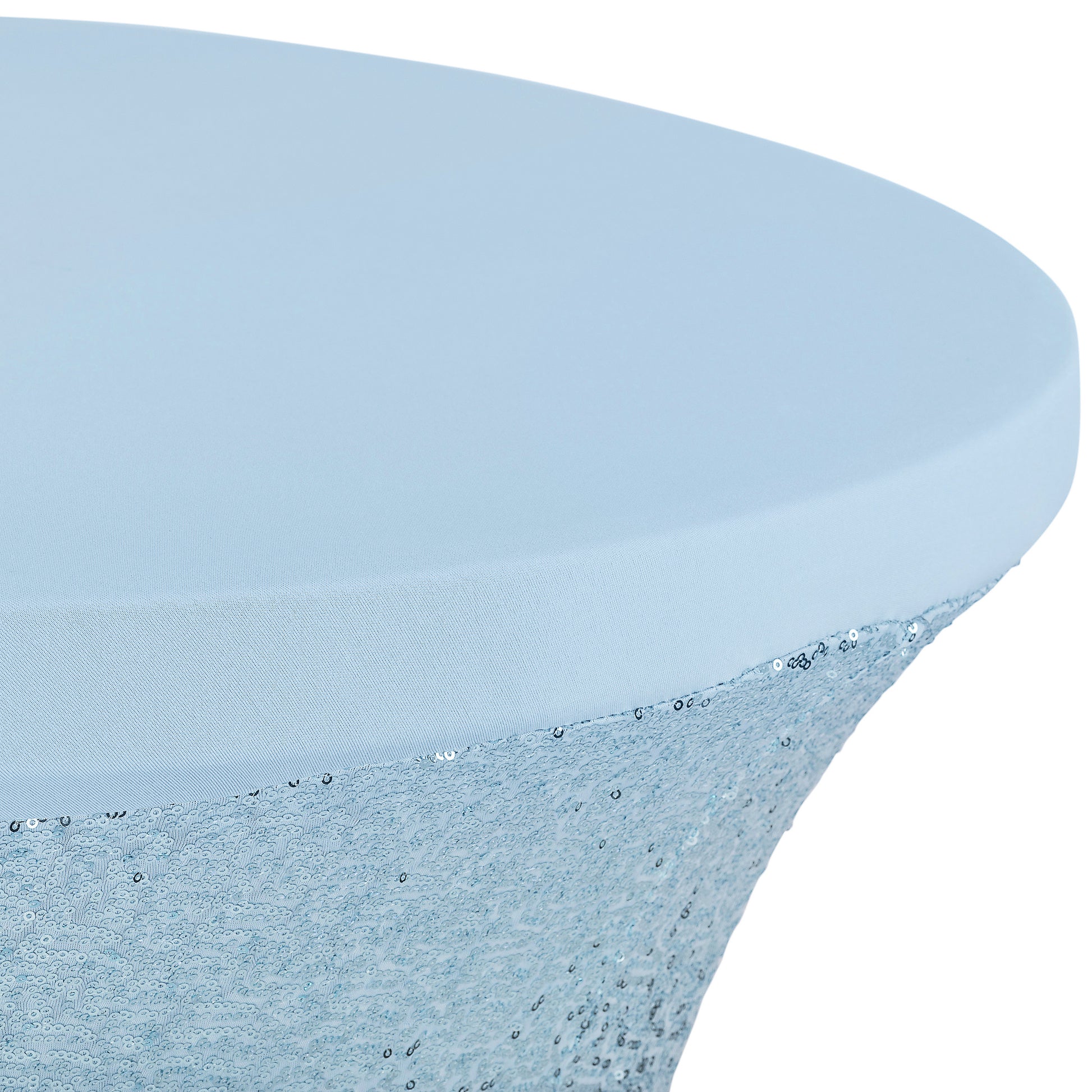 Glitz Sequin Spandex Cocktail Table Cover 30"-32" Round - Baby Blue - CV Linens