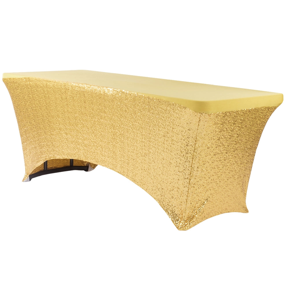 Glitz Sequin Spandex Table Cover 6 FT Rectangular - Gold - CV Linens™