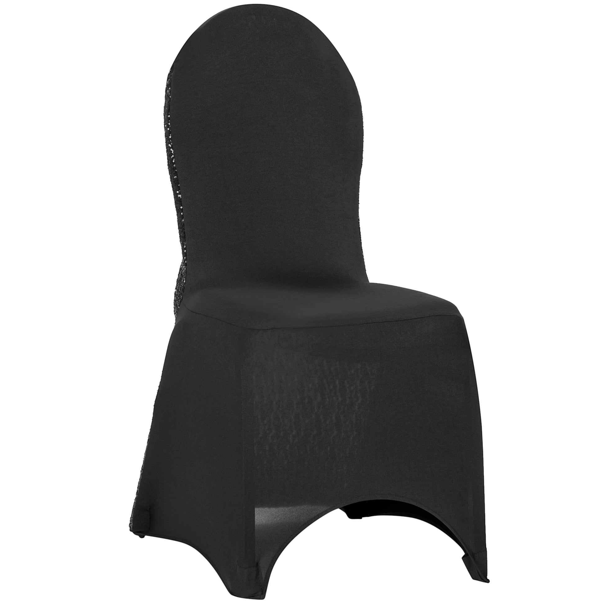 Glitz Sequin Stretch Spandex Banquet Chair Cover - Black - CV Linens