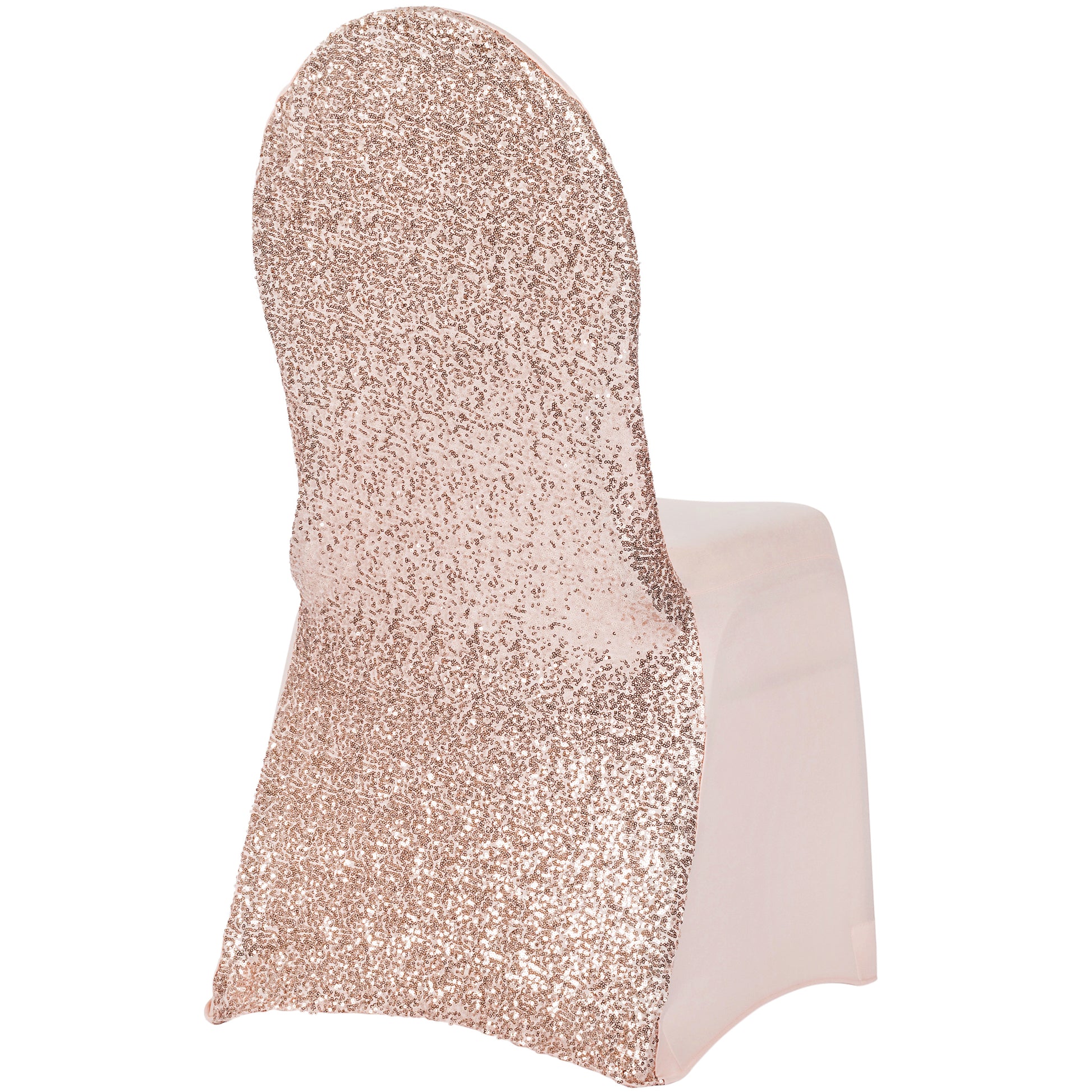 Glitz Sequin Stretch Spandex Banquet Chair Cover - Blush/Rose Gold - CV Linens