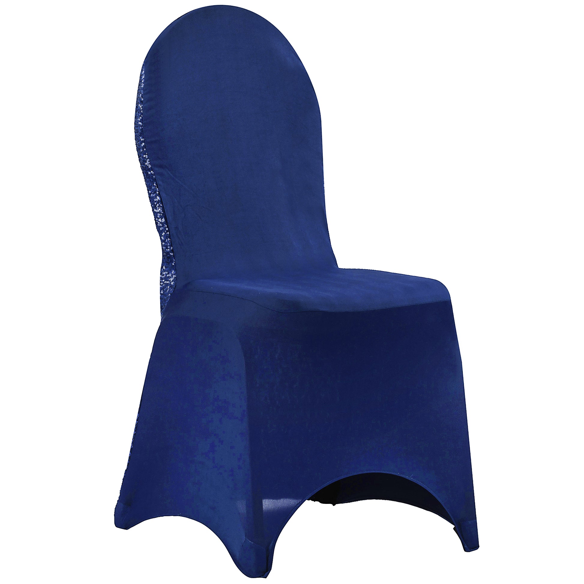 Glitz Sequin Stretch Spandex Banquet Chair Cover - Navy Blue - CV Linens