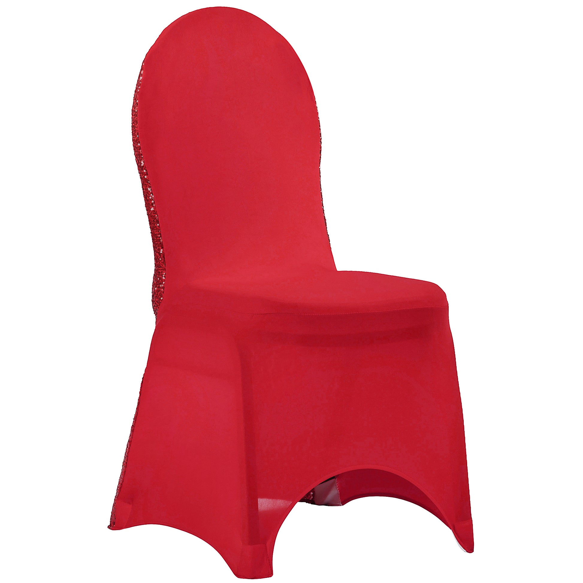 Glitz Sequin Stretch Spandex Banquet Chair Cover - Red - CV Linens