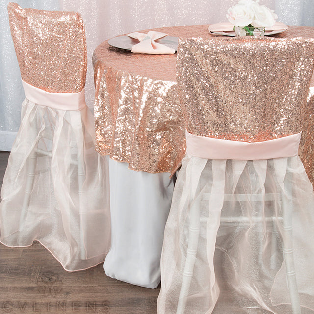 Glitz Sequin Table Overlay Topper 90"x90" Square - Blush/Rose Gold | tablecloth | charger plate | 