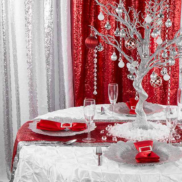 detail view of Glitz Sequin Table Runner - Red
